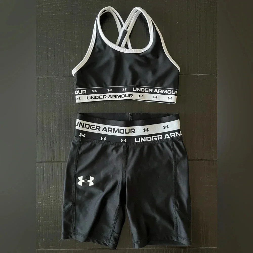 UNDER ARMOUR Girls' Sports Top & Boyshort 2-Piece Set Girls S